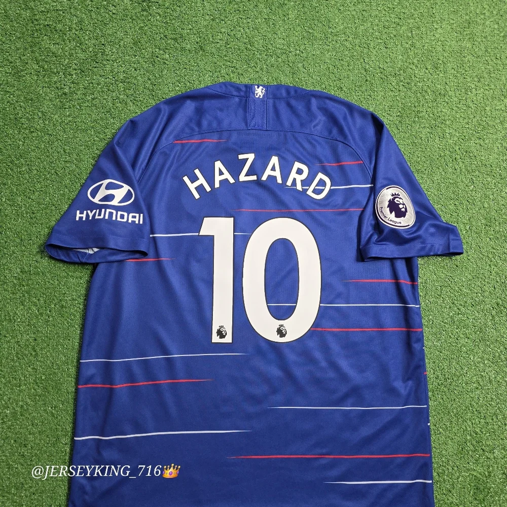 Nike Chelsea FC Eden Hazard #10 2018/2019 Home Blue Jersey XL EPL Patch_13